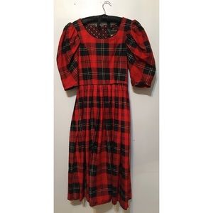 Plaza South VINTAGE '80s RED Plaid Long Dress